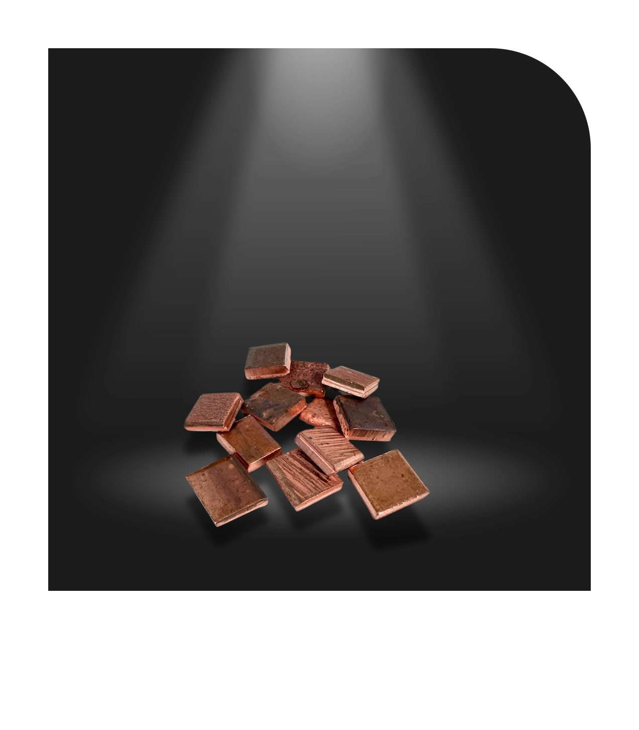 Kupfer Squares 2x2 (EL) sind Kupferanoden mit mindestens 99,99% Reinheit, geeignet für cyanidbasierte Kupferbäder, sorgen für bessere Abscheidung und Verteilung in Anodenkörben durch größere Oberfläche als Kupferkathoden.