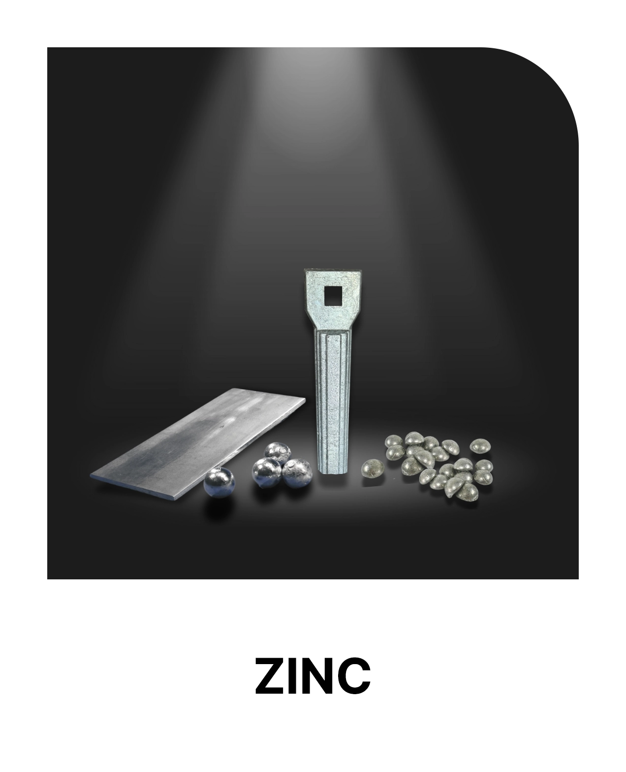 High-quality zinc anodes with 99.995% purity for electroplating applications: oval-shaped billet anodes, cast or rolled fine zinc plates, zinc spheres in 50 mm diameter, and zinc pellets as bulk material. Customised anode plates with holes available.